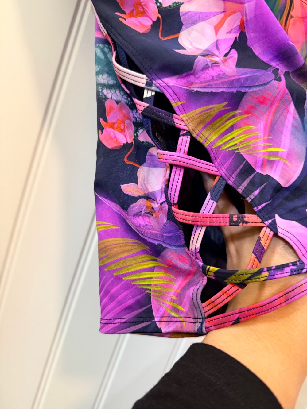 torrid Pink and Purple Tropical Print Swim Bottoms - Picture 2 of 6